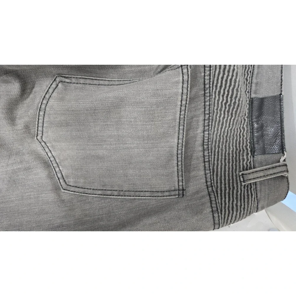 Embellish NYC Mens Moto Biker Jeans Gray Ribbed Knee Zipper Pockets Size 40